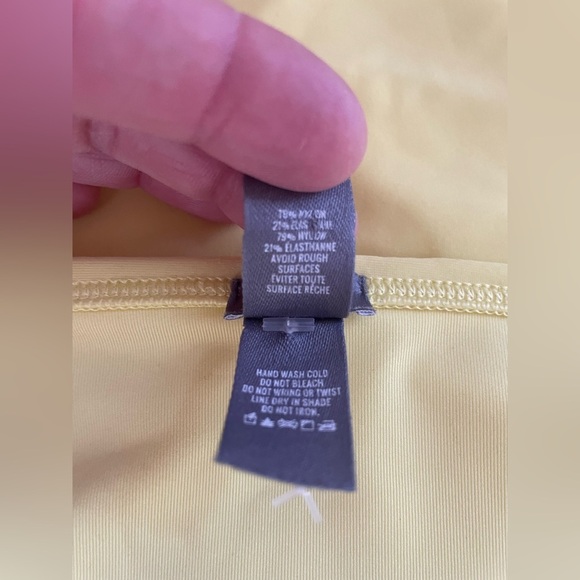 Aerie high waisted yellow, white piping bikini bottoms with side ruching;size XL - Picture 5 of 6